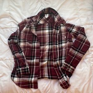 Vans Black White Dark Red and Gold Button Up Flannel Womens Small